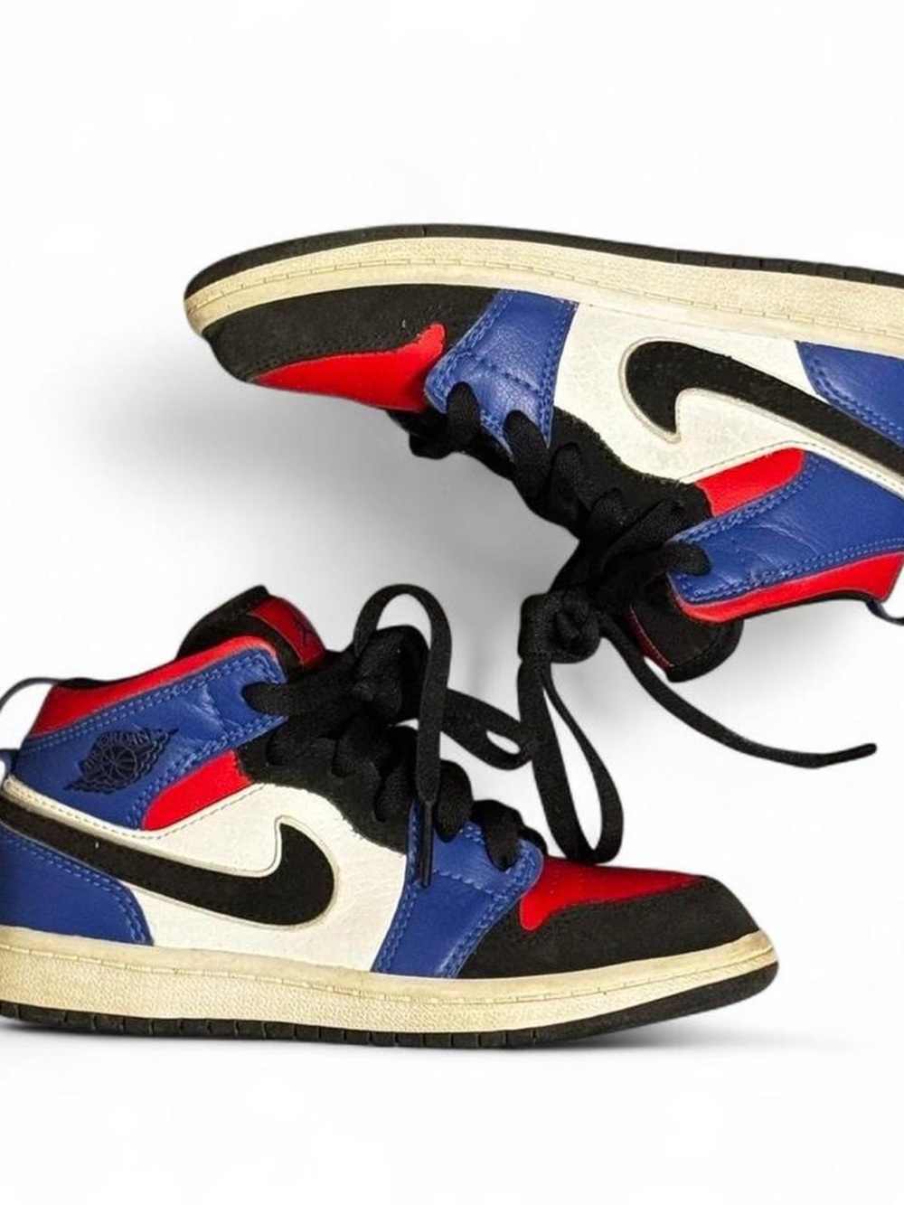 Kids Nike Air Jordan 1 Mid Boys Red 
Blue Black High Top Sneakers Size 12C